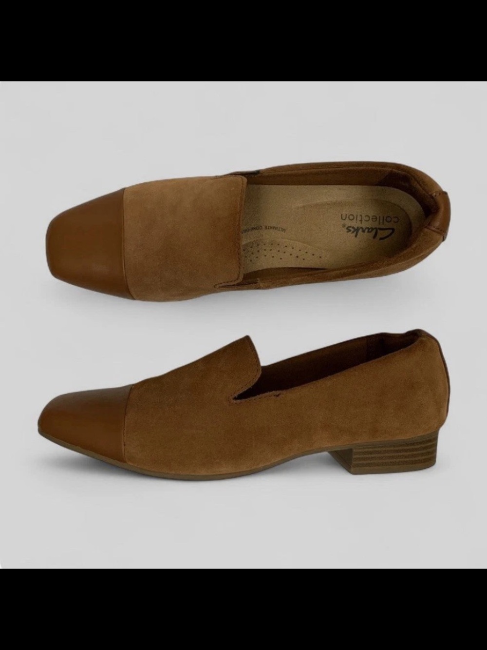 Clarks Tilmont Step Loafer Womens 9 M Cognac Tan Suede Slip On Cushion Comfort